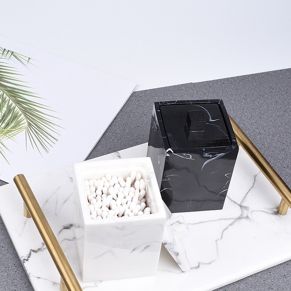 Hộp Đựng Tăm Bông / Bông Tẩy Trang Bằng Resin Kết Cấu Độc Đáo Giá Đỡ