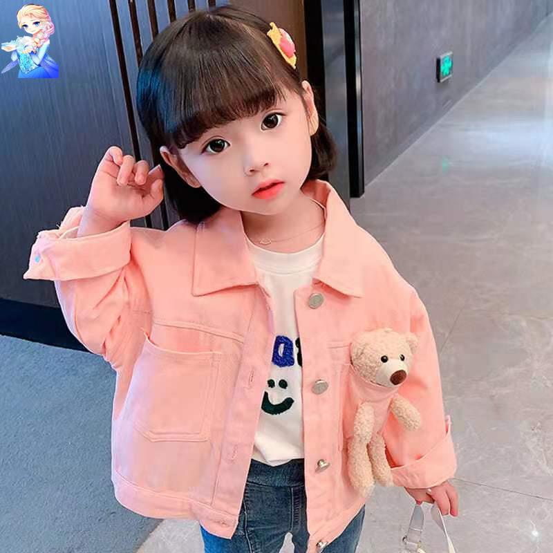 Áo Khoác Denim Thời Trang Xuân Thu Dành Cho Bé Gái Phong Cách Mới 2022