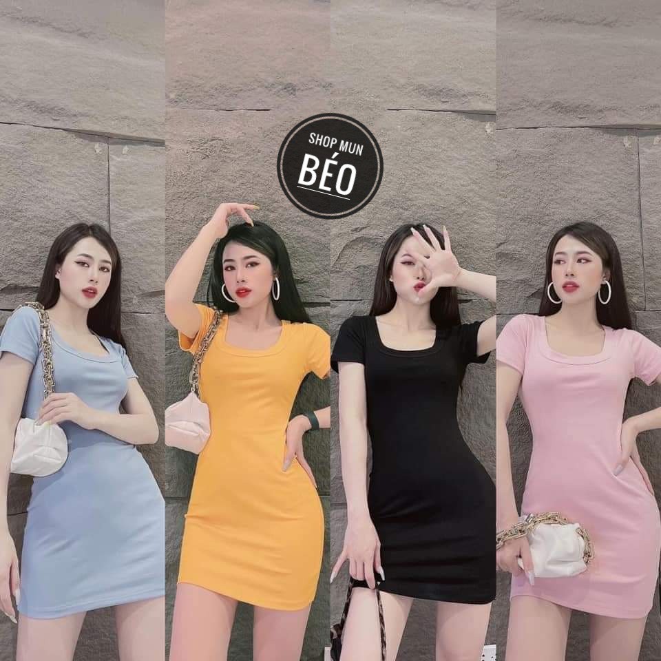 [MẪU MỚI] Đầm Body Cổ Vuông Thun Borip Dày Mịn Thích Hợp Mặc Đi Tiệc Đi Làm Đi Chơi Phù Hợp Với Mọi Phong Cách