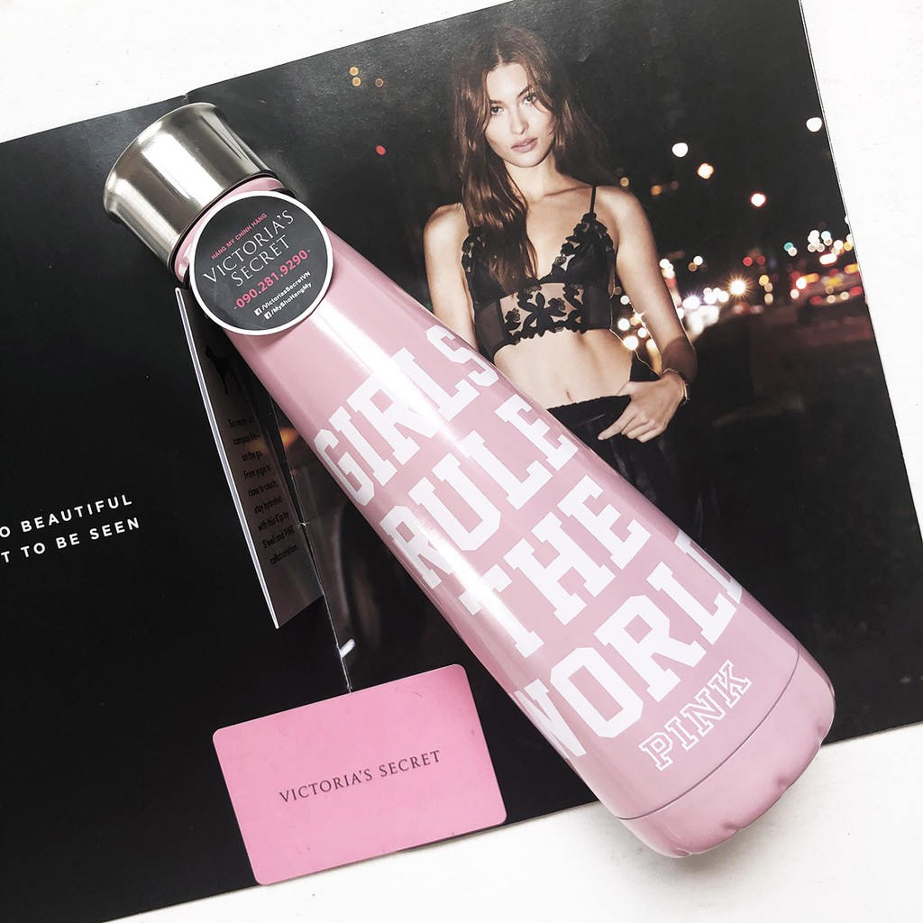 Bình nước tập gym, thể thao, bình giữ nhiệt, ly nước siêu đẹp Victoria's Secret - Thermo Flask - Hàng nhập USA