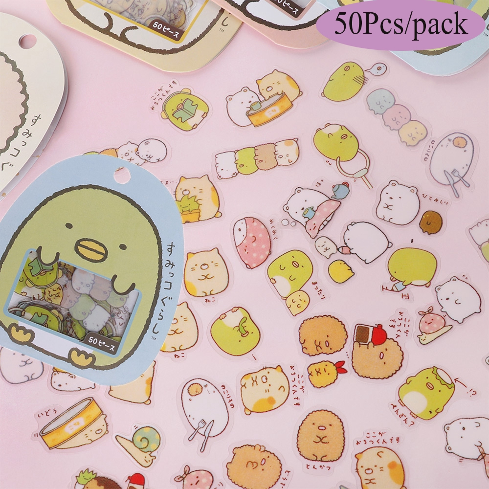 Set 50 sticker hình động vật dễ thương dán trang trí thủ công