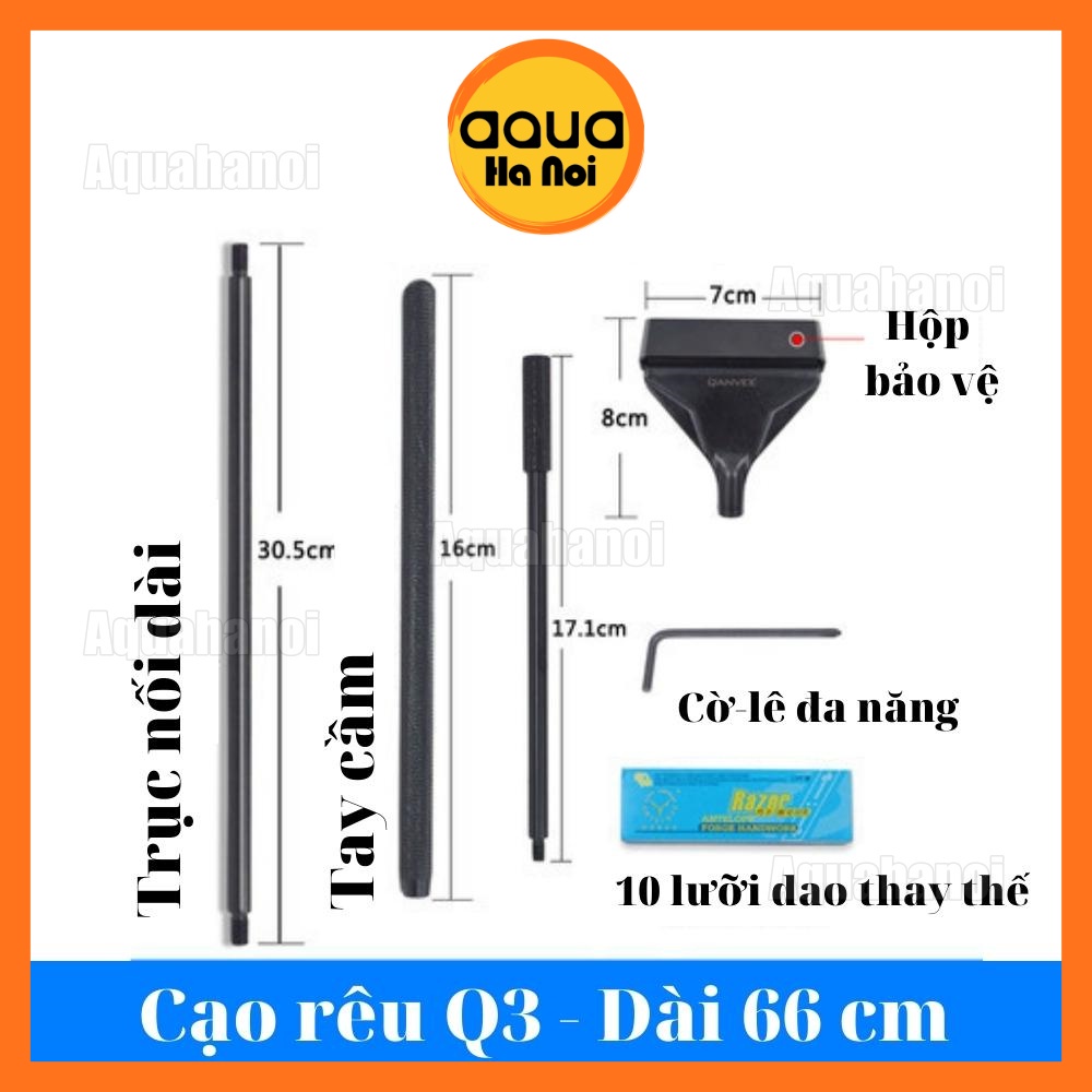 Dao cạo rêu Qanvee Q1/Q3 hợp kim nhôm - vệ sinh thành hồ cá cảnh thủy sinh
