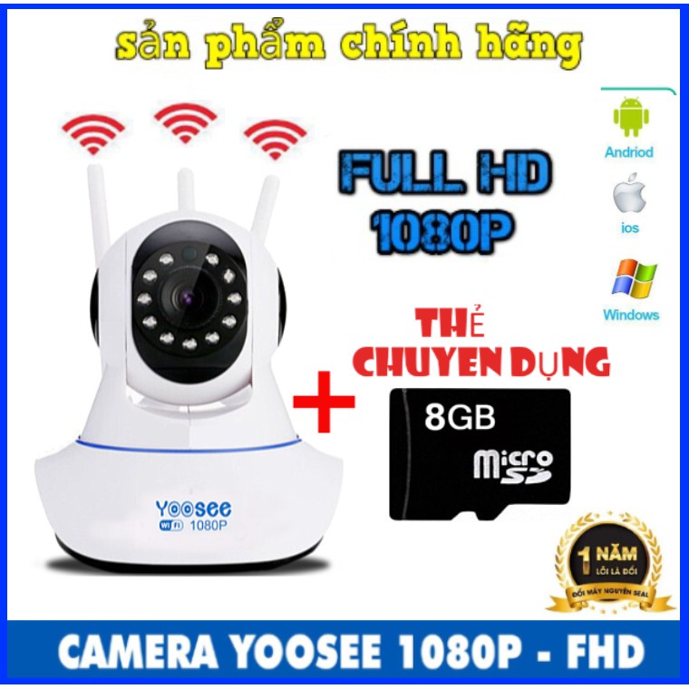 (Mới) Camera Ip Yoosee 360, Quan Sát Rõ Ngày Và Đêm, Kèm Thẻ Nhớ