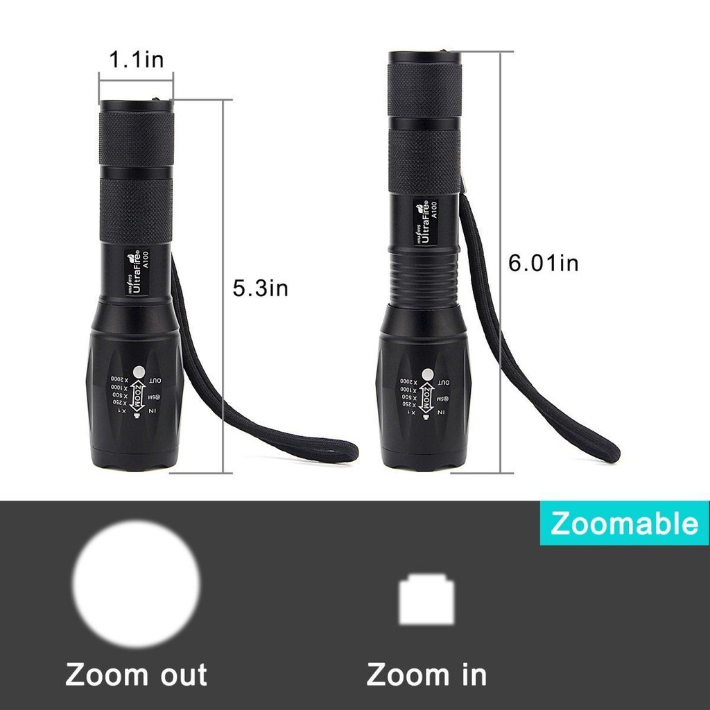 Đèn pin cầm tay đèn LED 5 chế độ XML-T6/L2 - Tặng hộp đựng+1 Pin sạc 18650+Bộ sạc Pin, chống nước cao cấp - DONGDDONG