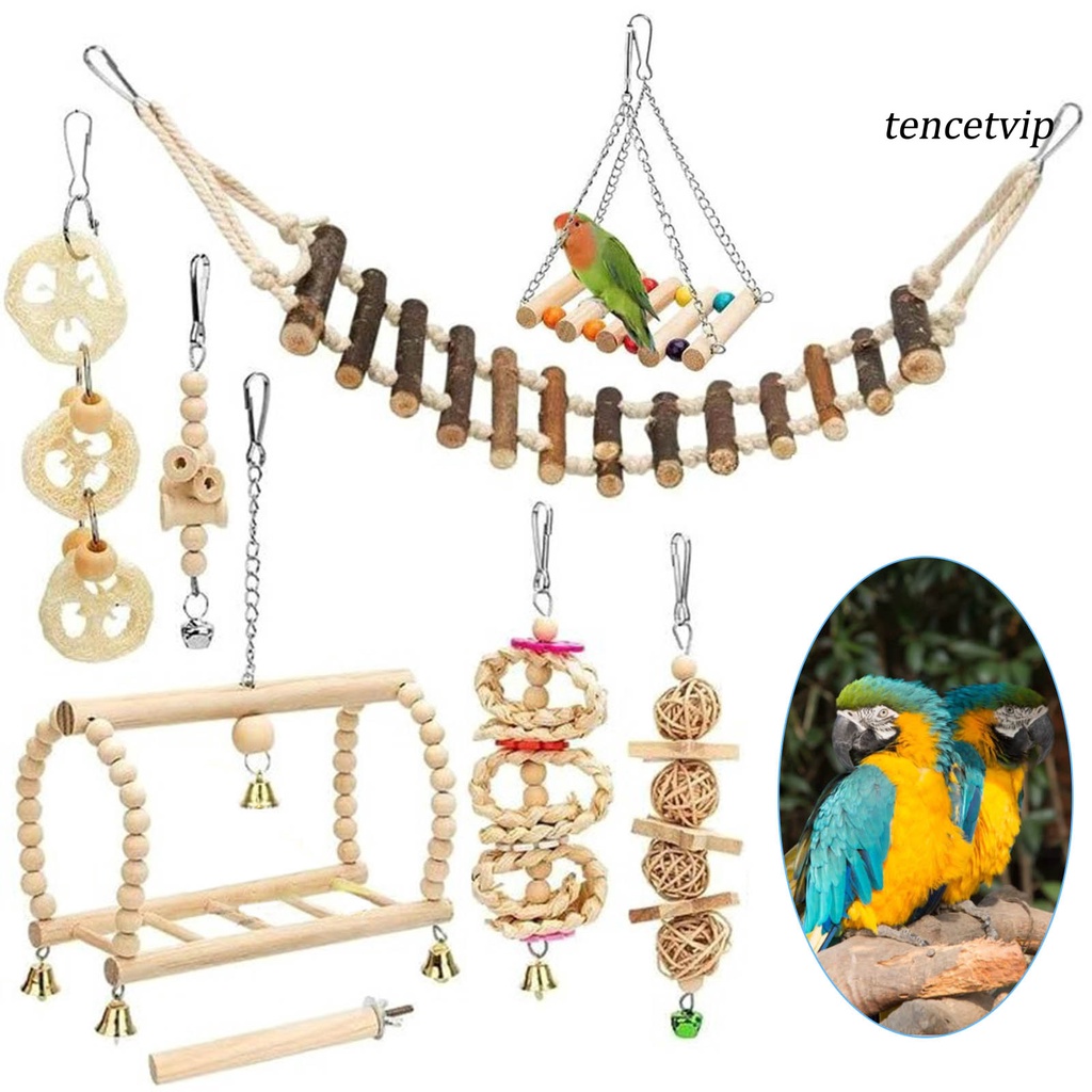 Bộ 8 Đồ Chơi Thang Treo Màu Sắc Chống Cắn Dễ Thay Đổi Màu Dành Cho Chim Vẹt