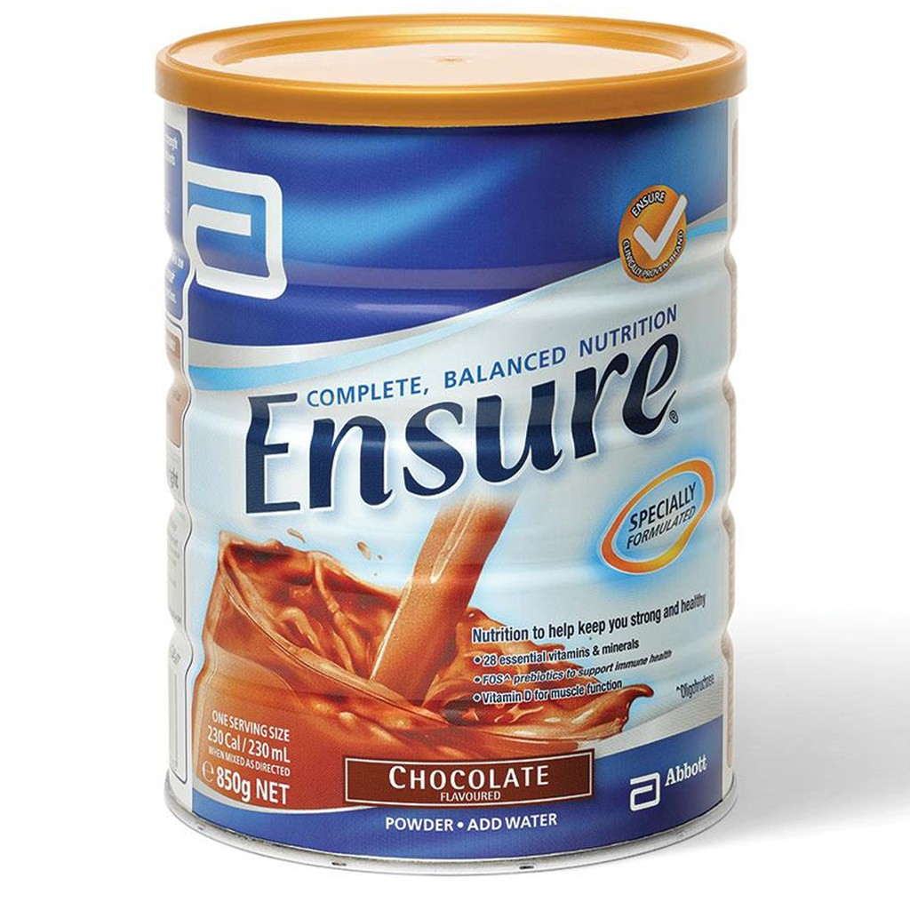 SỮA BỘT ENSURE ÚC VANILLA/CHOCOLATE 850G