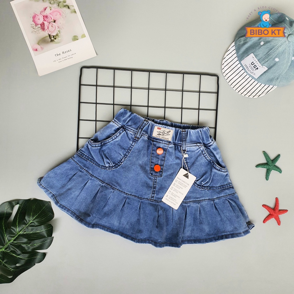 Chân váy jean thun xòe điệu có kèm quần cotton mặc lót size 10-16 , 17-23 từ 23-35kg