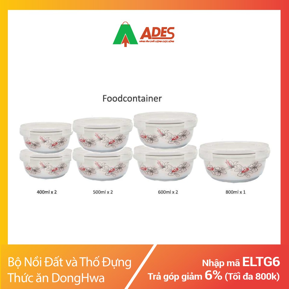 Bộ 9 thố sứ cao cấp Hoa Ly Donghwa LG CSB1505S9HE | Chính Hãng, Giá Rẻ