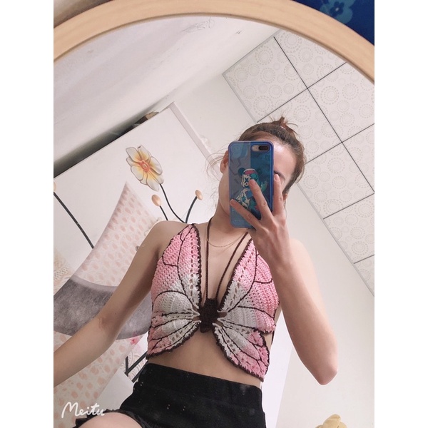 Áo bikini móc bằng len hình con bướm