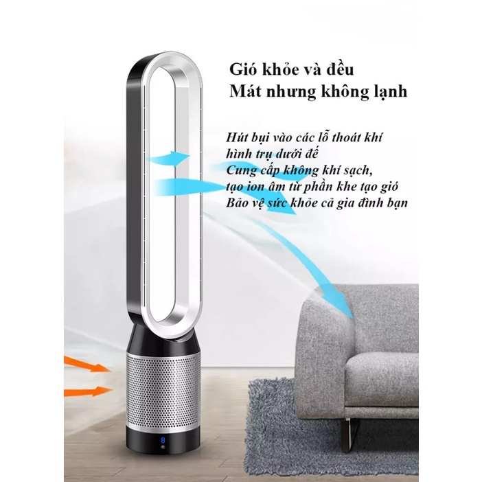 Quạt không cánh Lọc Không Khí SUWA JF-008 - Lõi lọc HEPA tạo ion âm công suất 40W có điều khiển từ xa - Bảo hành 2 năm