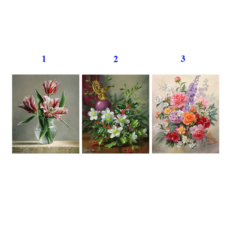 Bộ 3 tranh dán tường Bình hoa đẹp HD-CB3-16D phủ kim sa