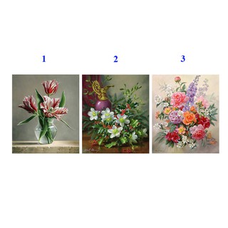 Bộ 3 tranh dán tường Bình hoa đẹp HD-CB3-16D phủ kim sa