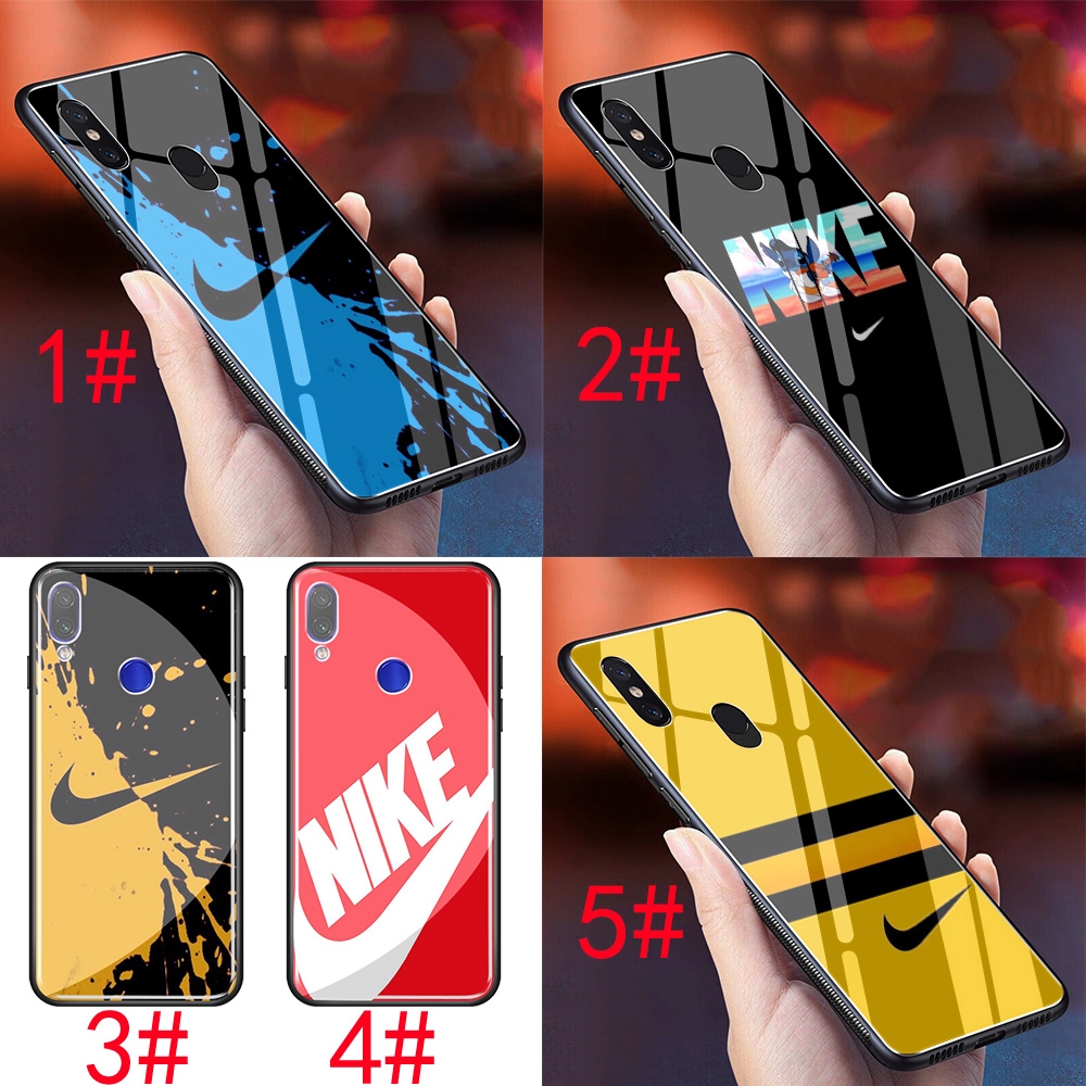 157S Nike logo Redmi Note 5 6 7 8 8A 8T 9 Pro Max Tempered Glass Case