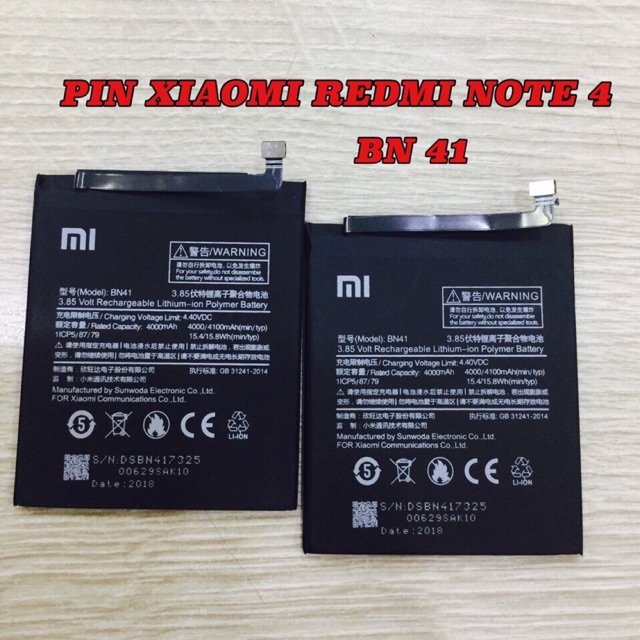 Pin Xiaomi Redmi Note 4 (BN41) Zin