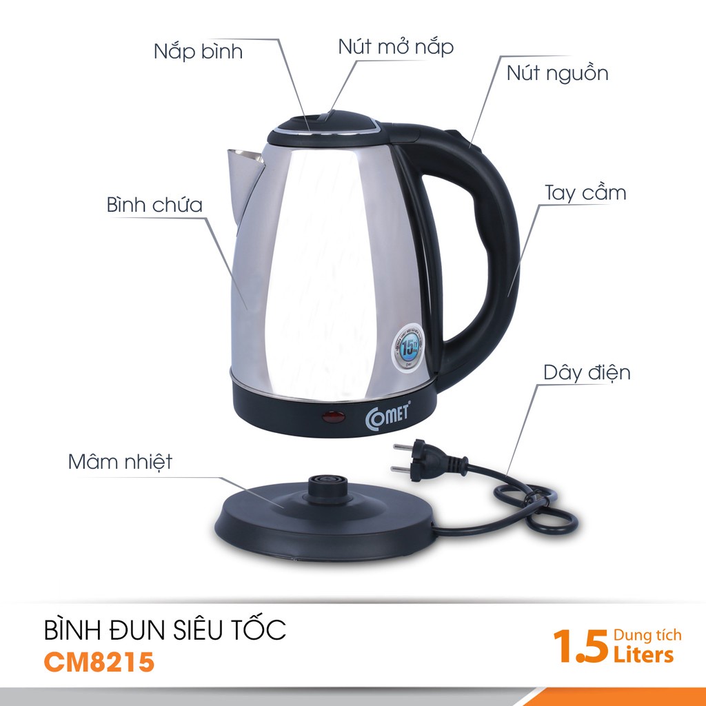 ♦■▪Bình đun siêu tốc 1,5L COMET - CM8215