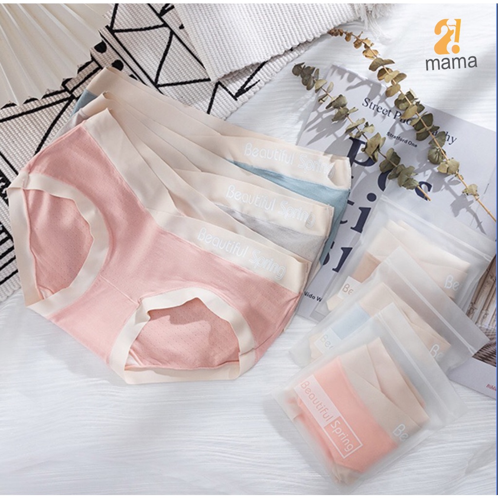 Quần lót bầu và sau sinh cạp chéo, chất cotton, có lỗ thông hơi, kháng khuẩn túi zip Beauty spring 2!MAMA cao cấp V7031