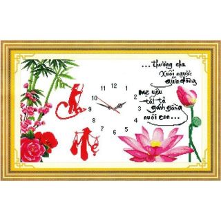 Tranh thêu đồng hồ cha mẹ 222884