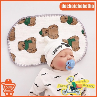 Gối xô nhăn 10 lớp mỏng bo viền cho bé sơ sinh 25*40cm, gối vải sợi tre mềm mịn thấm mồ hôi chống mỏi cổ cho trẻ