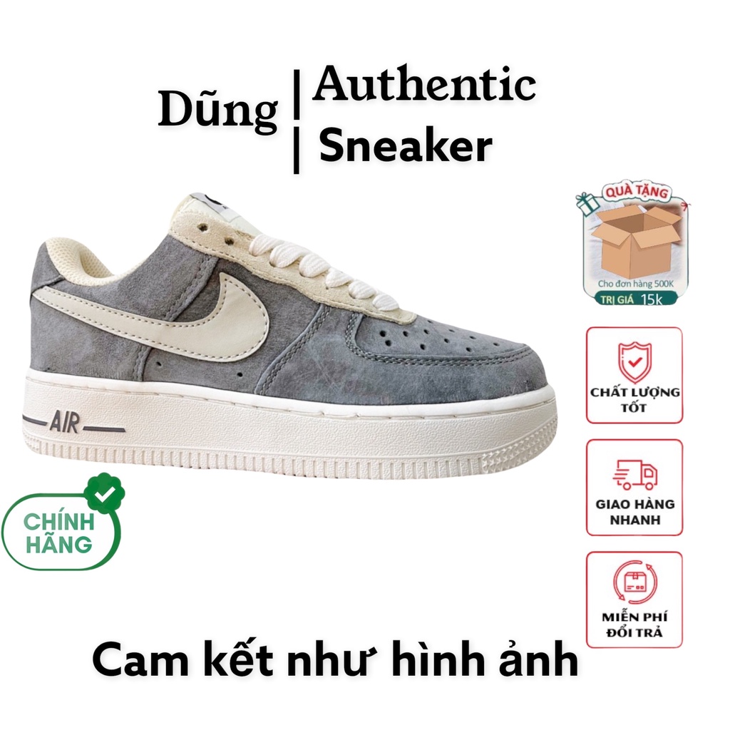 Giày Sneaker AF1 Trắng xám lông chuột, Giày Air Force 1 xám da lộn Hàng Đẹp Full Box Bill hót nhất cho nam nữ 2022