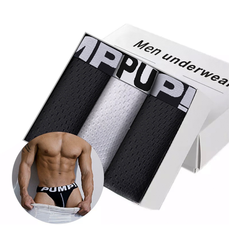 Set 3 Quần Lót Cotton Chữ G Lưng Thấp Quyến Rũ Cho Nam Jockstrap (3)H588
