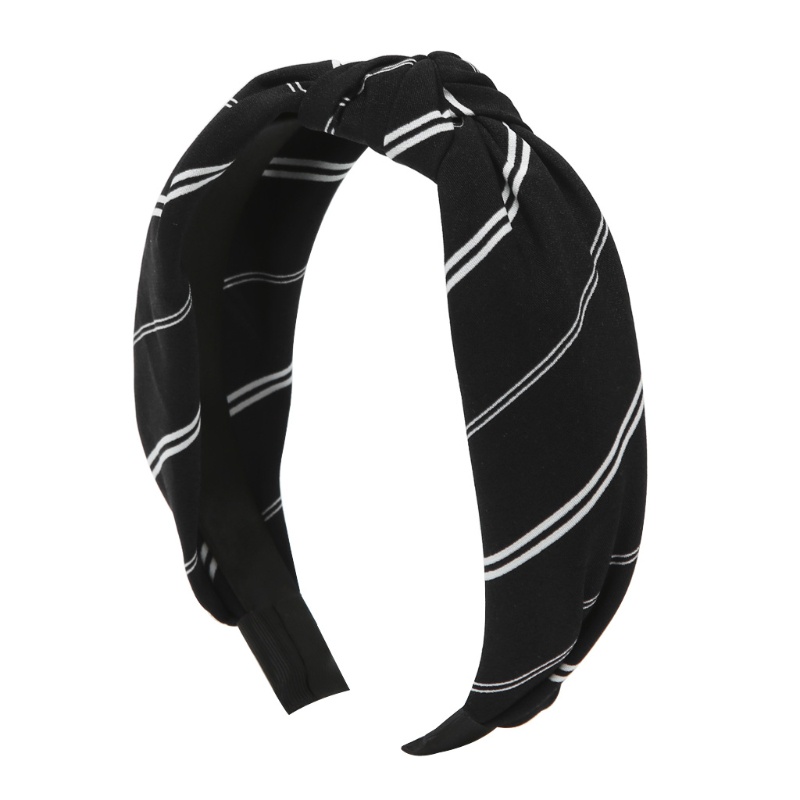 Băng Đô Cài Tóc Bản Rộng Kẻ Sọc Phong Cách Vintage Cho Nữ