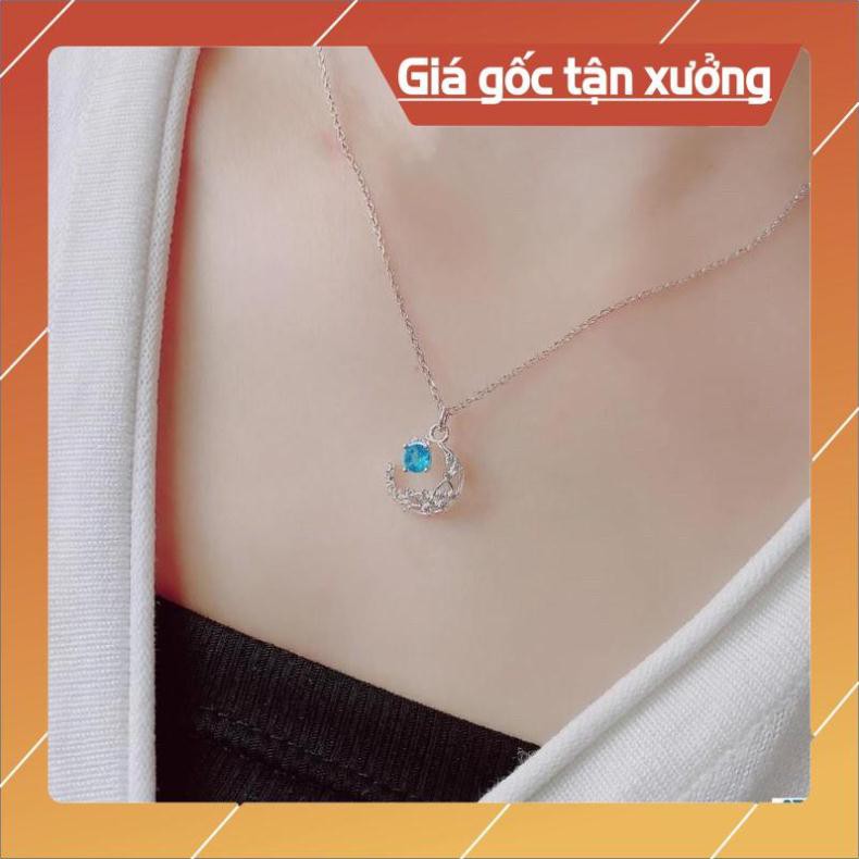 FREESHIP Dây chuyền nữ mặt trăng đá xanh sang trọng