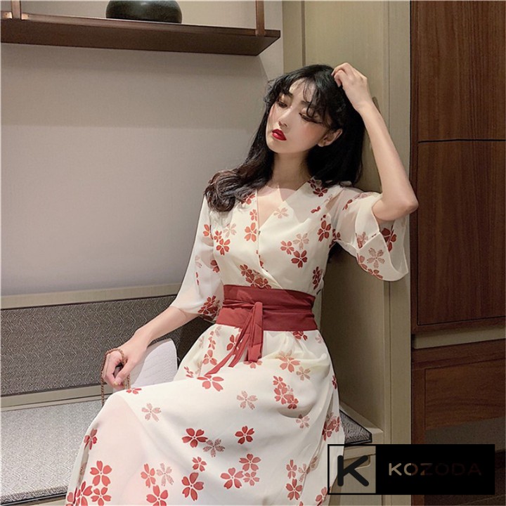 Đầm ulzzang Váy voan kiểu Nhật thiết kế dài công chúa có lớp lót vải  xòe xếp ly đẹp Kozoda M39