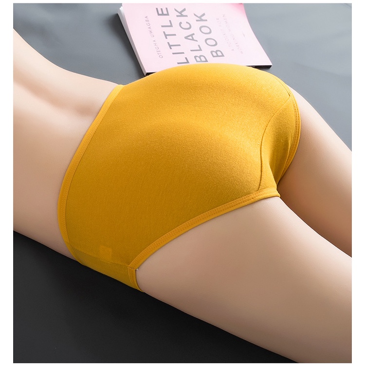 Quần lót AOWEINISI lưng cao vừa thoáng khí màu trơn dễ thương phong cách Hàn Quốc thời trang dành cho nữ