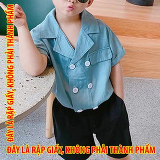 Rập giấy 30046 - áo cổ vest nút đôi + short xếp ly