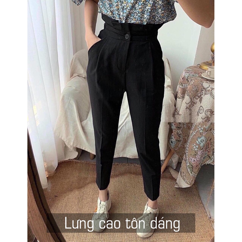 Quần Tây Baggy Nữ, Quần Baggy Vải Cạp Bèo 1 Cúc Lưng Cao B286