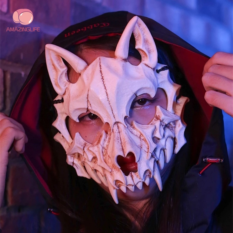 Mặt Nạ Hóa Trang Halloween Hình Quỷ Răng Dài Độc Đáo