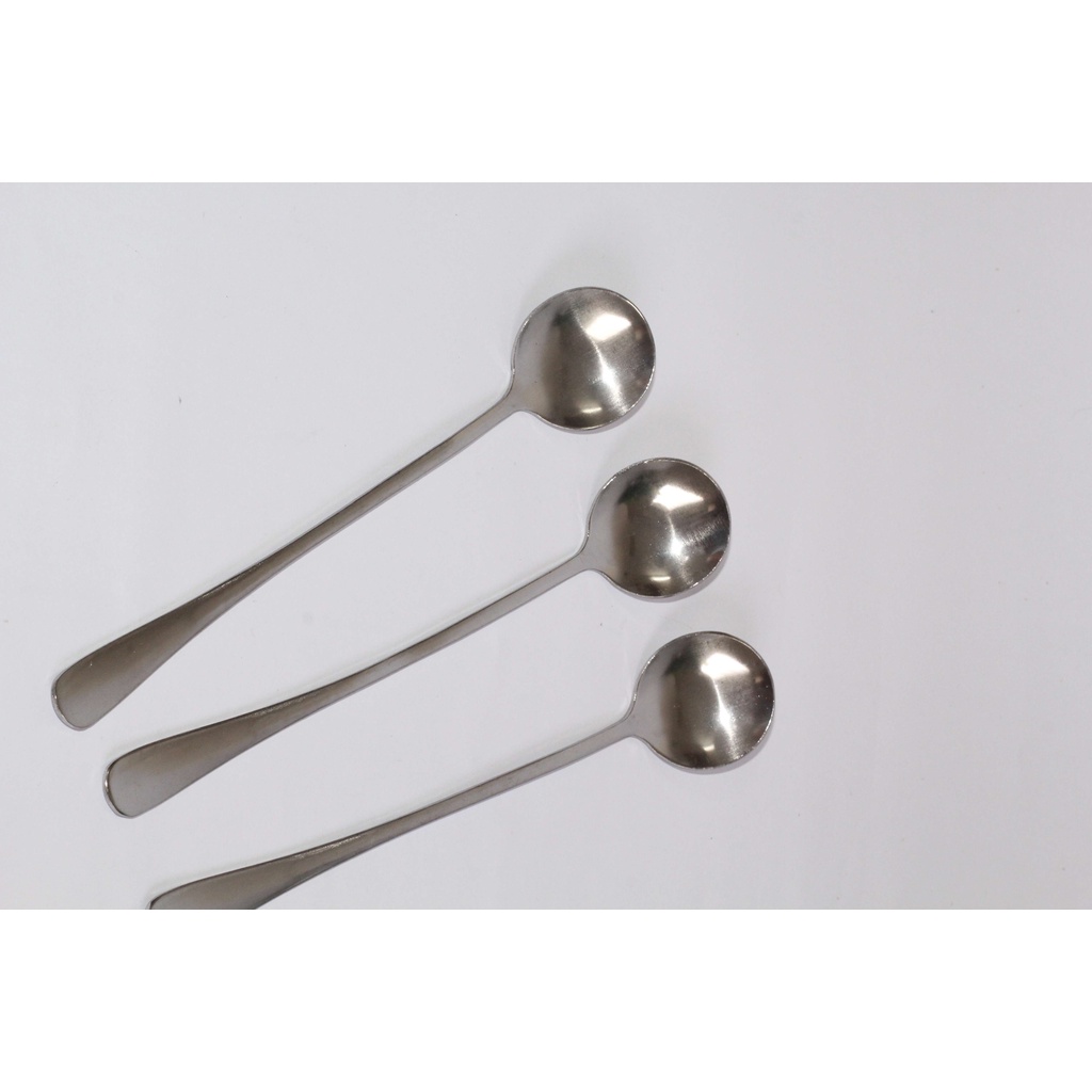 Bộ thìa muỗng inox cán dài đầu tròn 100% inox Sài Gòn 01 sáng bóng đẹp cao cấp dày dặn dài 18,5cm