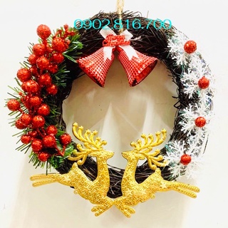 Vòng nguyệt quế treo cửa trang trí Noel giáng sinh 25cm