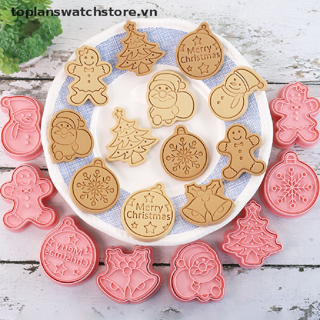 Set 8 Khuôn Cắt Bánh Quy Tạo Hình Chủ Đề Giáng Sinh 3D