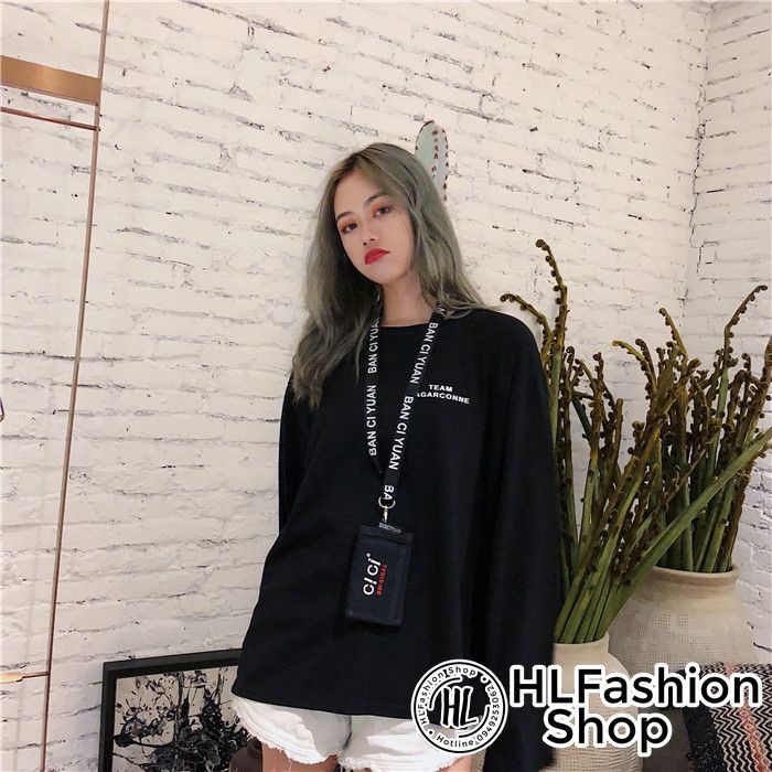 Áo thun tay dài form rộng unisex thêu chữ Team La Garconne, áo dài tay nam nữ tay phồng HLFashion | BigBuy360 - bigbuy360.vn