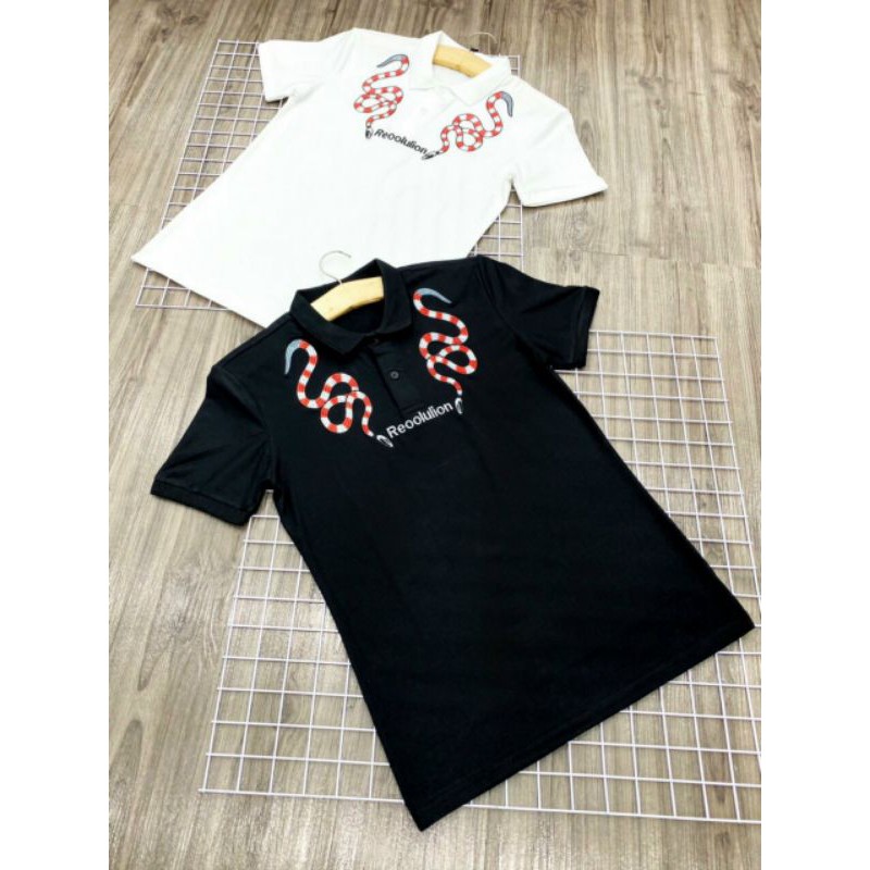 [ SALE - FREE SHIP ] Áo thun có cổ nam nữ thêu hình rắn phong thủy cực ngầu, 100% vải cotton co dãn 4 chiều | BigBuy360 - bigbuy360.vn