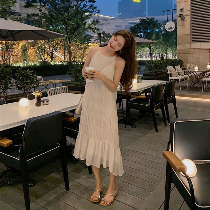 Đầm Voan Hai Dây Dáng Dài Phong Cách Pháp Ngọt Ngào Thời Trang Mới Cho Nữ