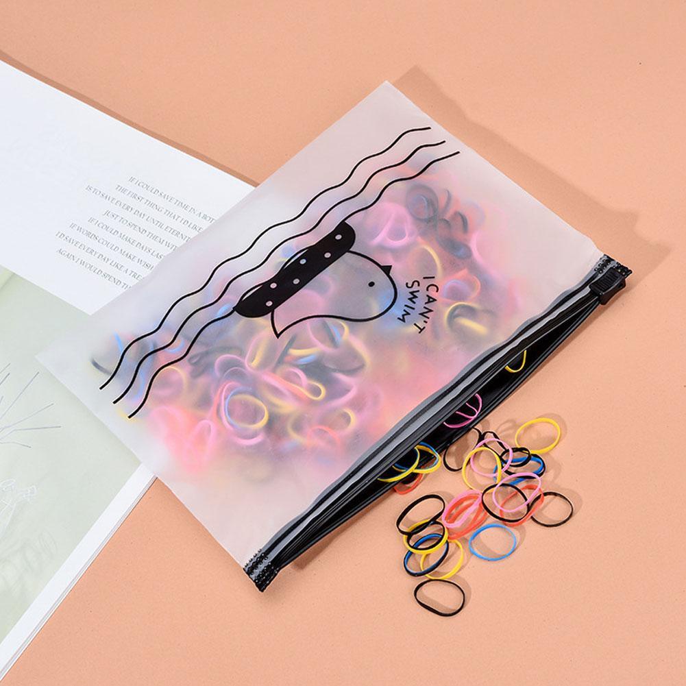 Túi Đựng Đồ Lót E6J6 17 * 11 * 1cm Bằng PVC Trong Mờ Họa Tiết Chim Hoạt Hình Có Khóa Kéo
