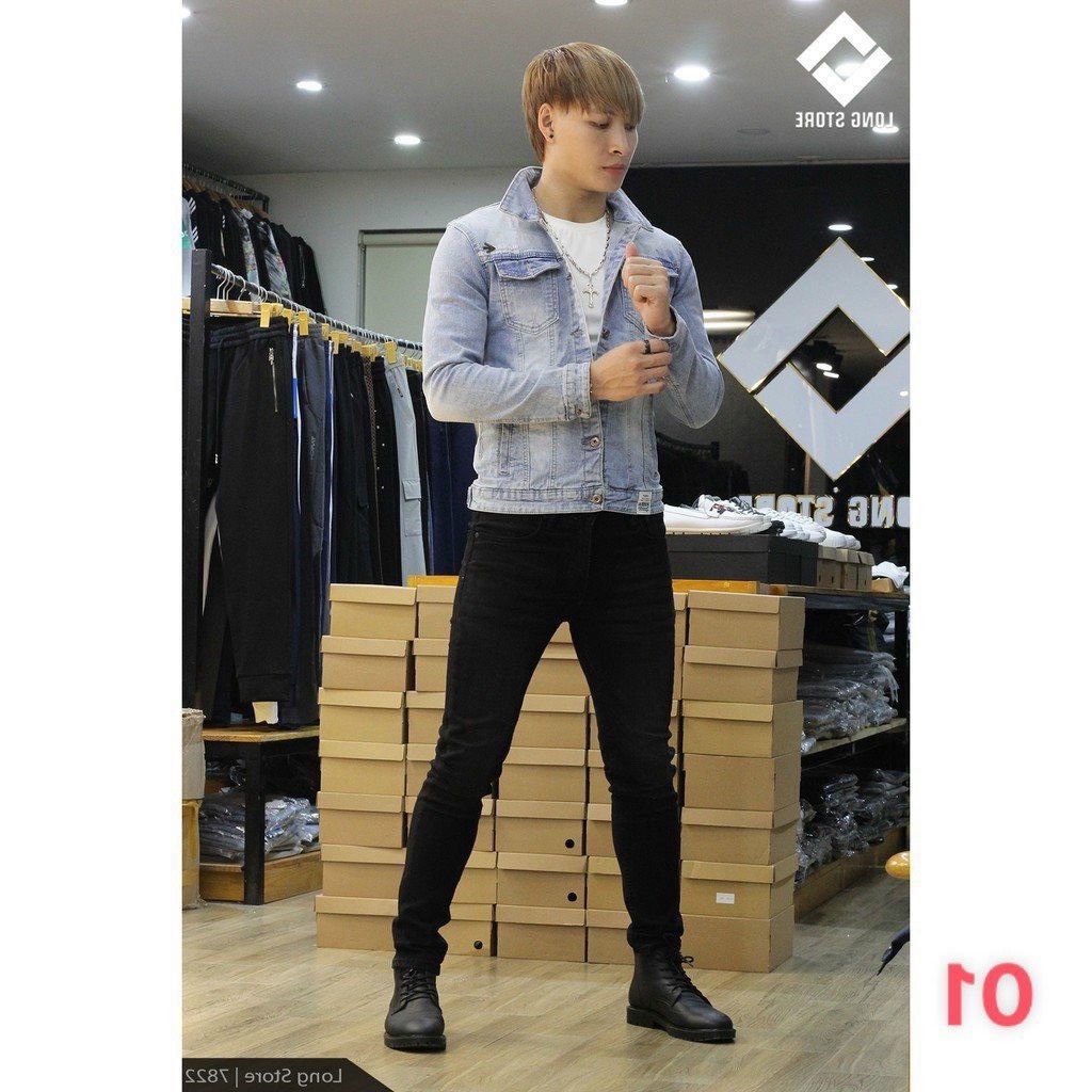 Áo khoác jean nam họa tiết cao cấp vải jean denim không nóng hàng chuẩn shop Phuongnamshop20 gf10