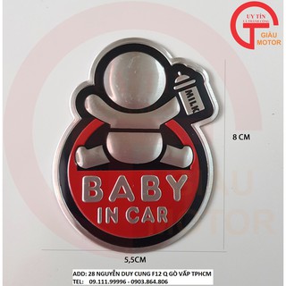 TEM NHÔM BIỂU TƯƠNG BABY IN CAR DÁN XE Ô TÔ, XE MÁY....