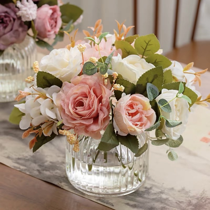 Bình hoa sọc dáng lùn xinh xắn