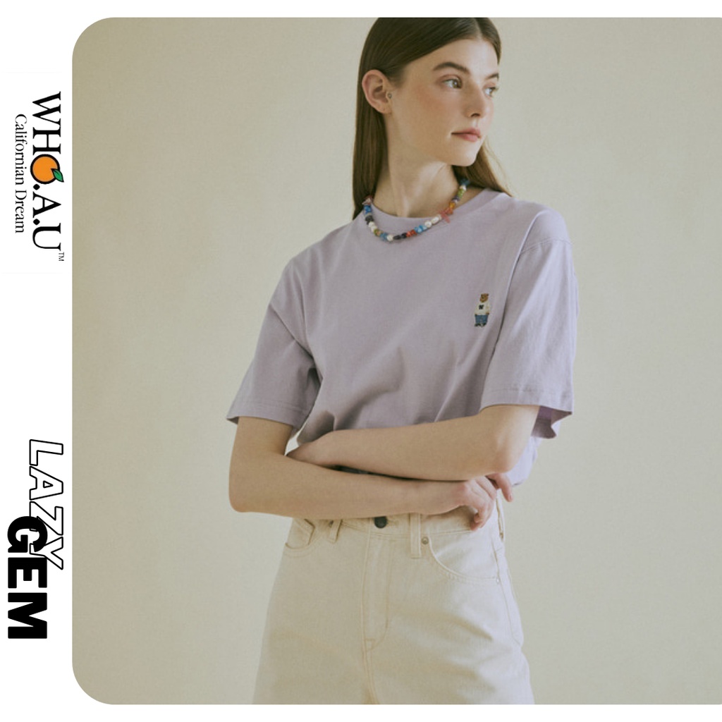 Áo Thun Gấu Logo Thêu Basic Who.A.U - Chính Hãng 100% HÀN QUỐC