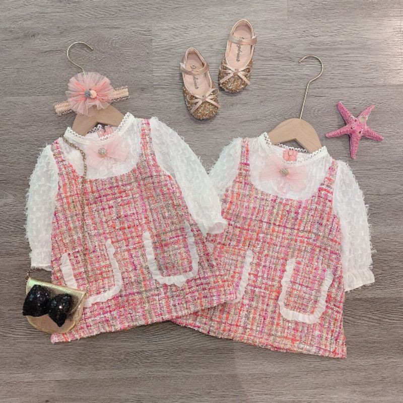 set váy dạ hồng