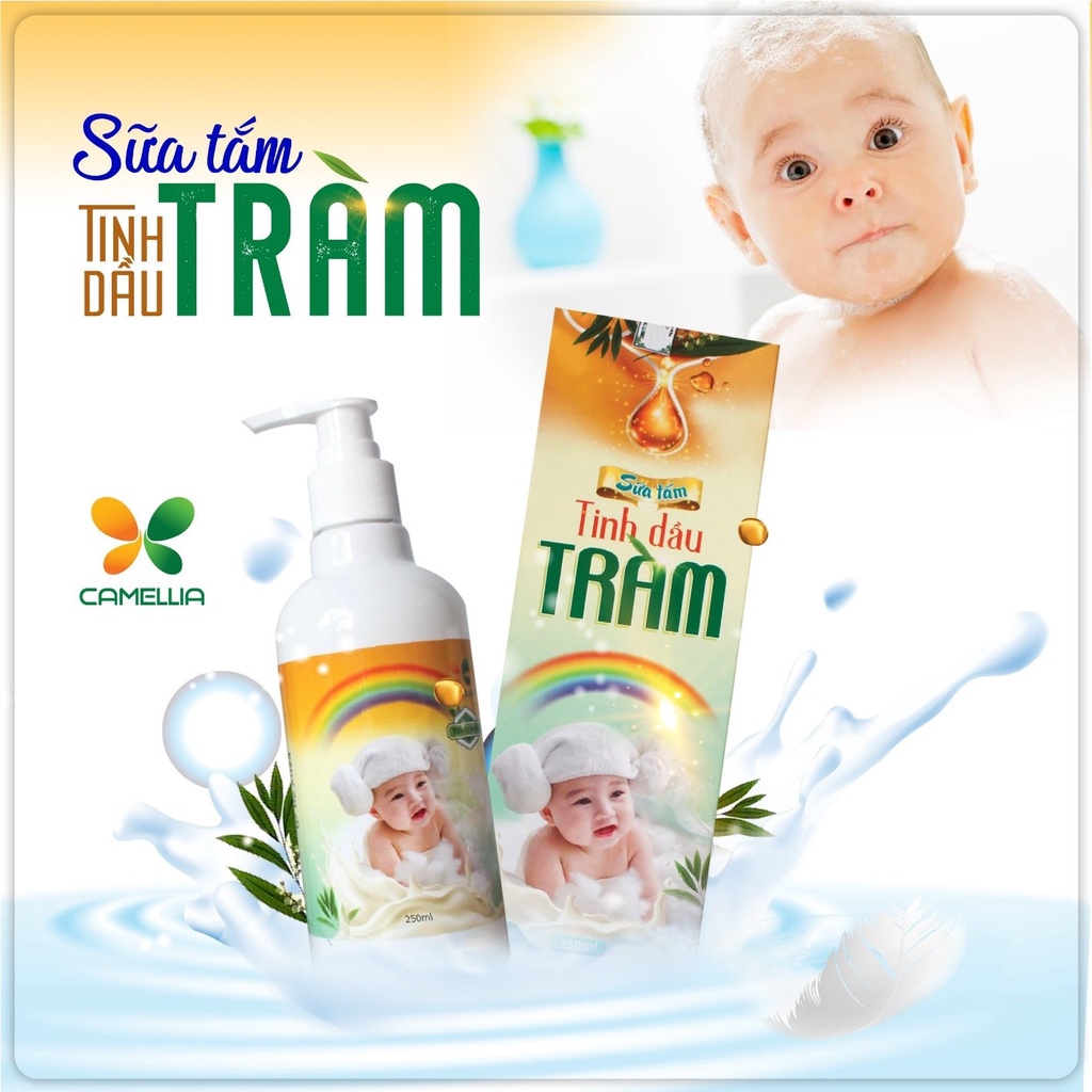 Sữa Tắm Tinh Dầu Tràm Ngăn Ngừa Rôm Sẩy, Sữa Tắm Chống Cảm Lạnh Chai 250ml Tinhdaucomaycosmetics