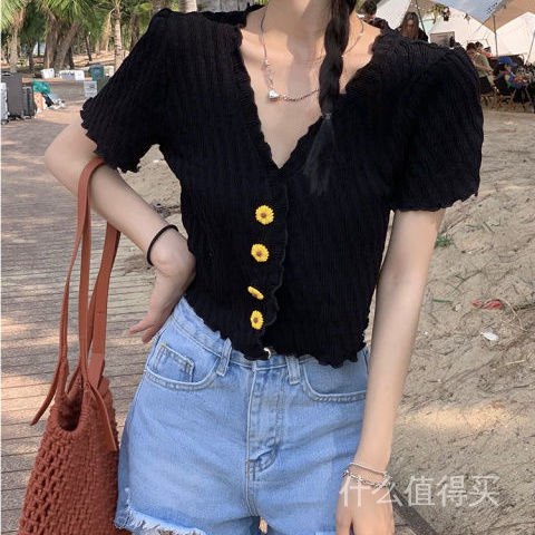 Áo Thun Tay Ngắn Cổ Chữ V Màu Trơn Thời Trang Mùa Hè Cho Nữ | BigBuy360 - bigbuy360.vn