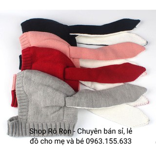 MŨ LEN TAI THỎ CHO BÉ