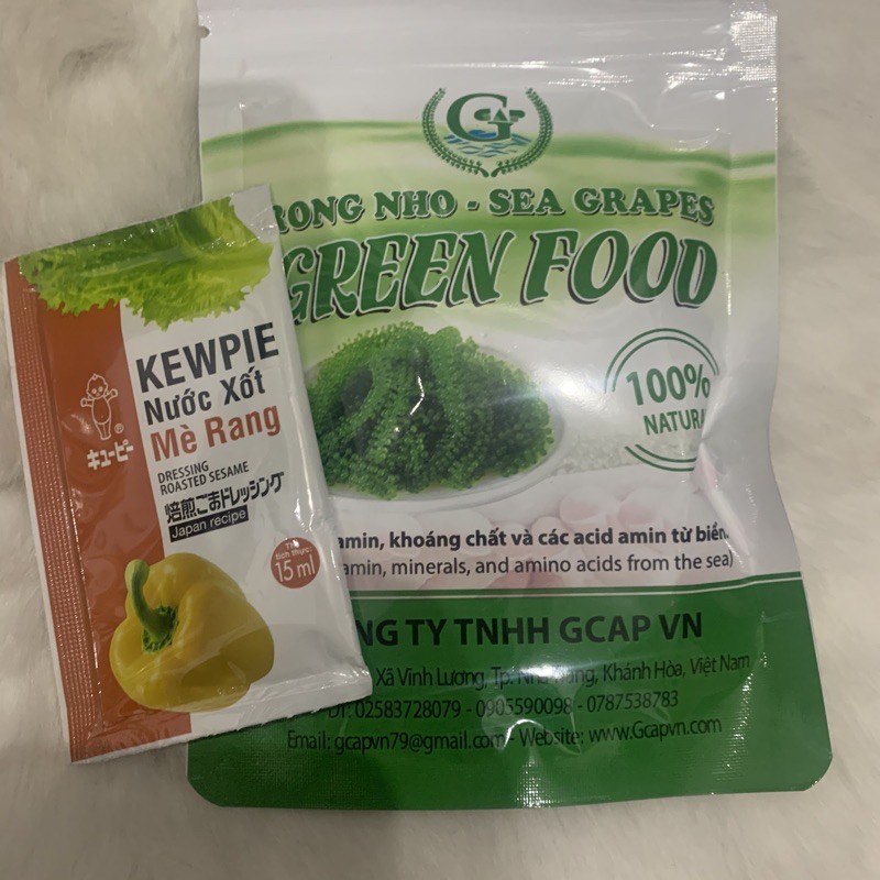 400gr rong nho tươi Green food nở ra từ 100gr rong nho tách nước - không tanh không nhớt - hàng công ty check mã vạch