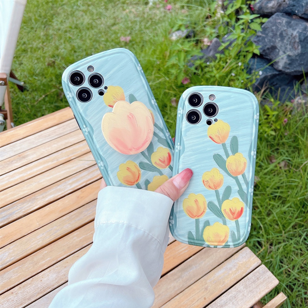 Ốp Điện Thoại Tpu Silicon Mềm Chống Sốc In Hình Hoa Tulip Cho iphone 11 12 13Pro Max XS Max X XS XR