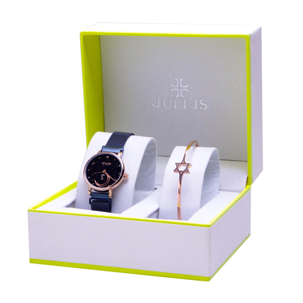 Đồng hồ nữ Julius Star Hàn Quốc JS-038B dây nam châm ( Xanh )