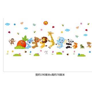 Decal dán tường Thú kéo ôm nhau( 1m8 *1m2)